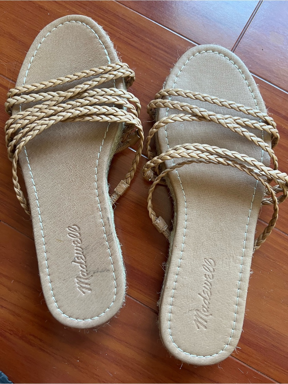 MadeWell Espadrille Slide -Braided leather Strap Slide Sandals in Tan